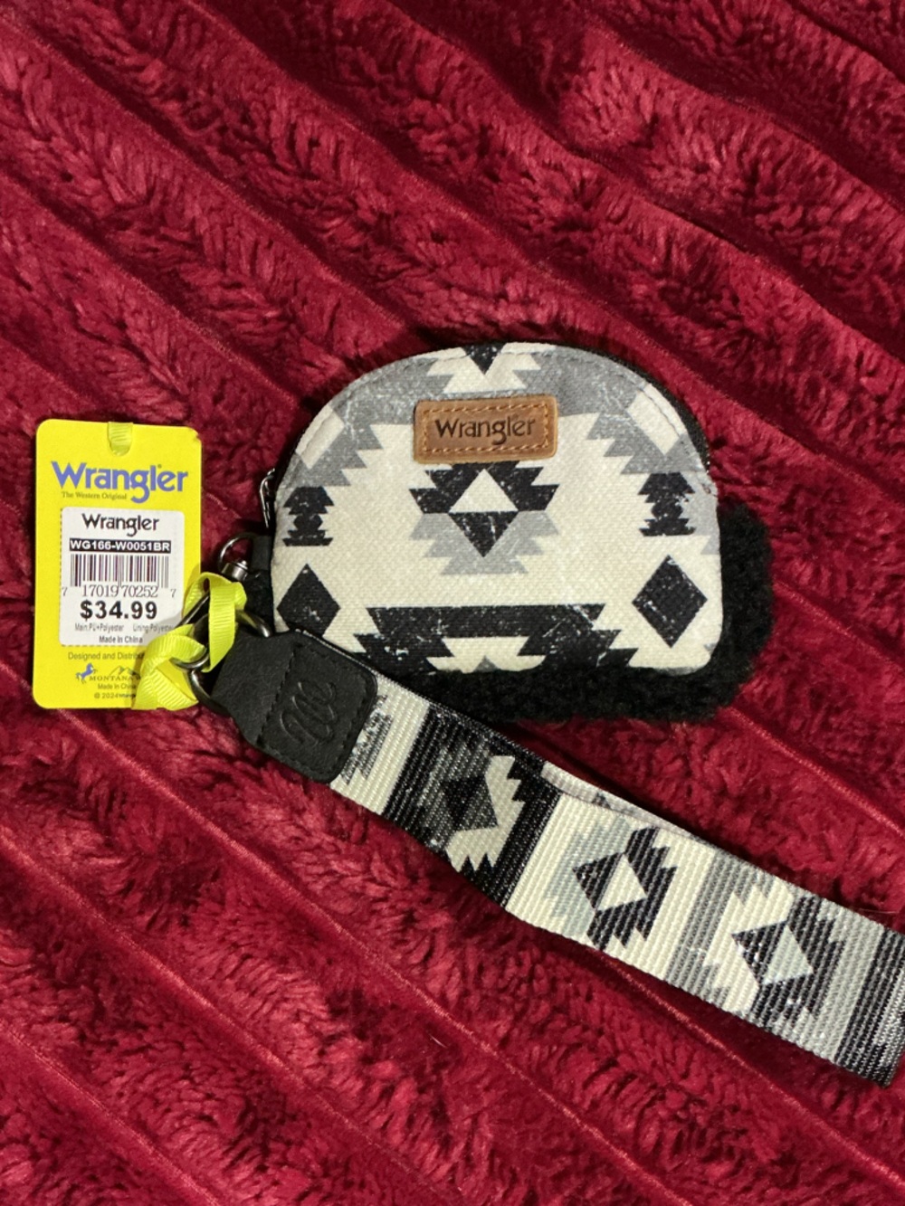 Wrangler Black and White Aztec Wristlet Coin Pouch